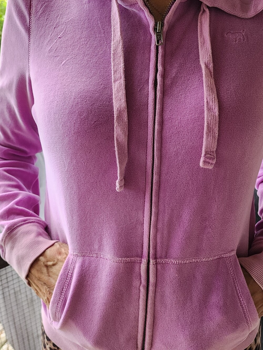 Victoria's Secret Pink VELOUR Zip-Up Hoodie Absolutely Beautiful Lilac 💜 - Picture 10 of 12